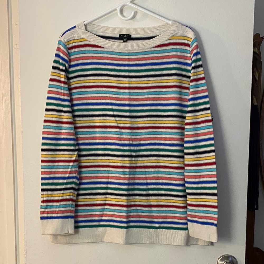 Talbots Multicolor Striped Boatneck Sweater